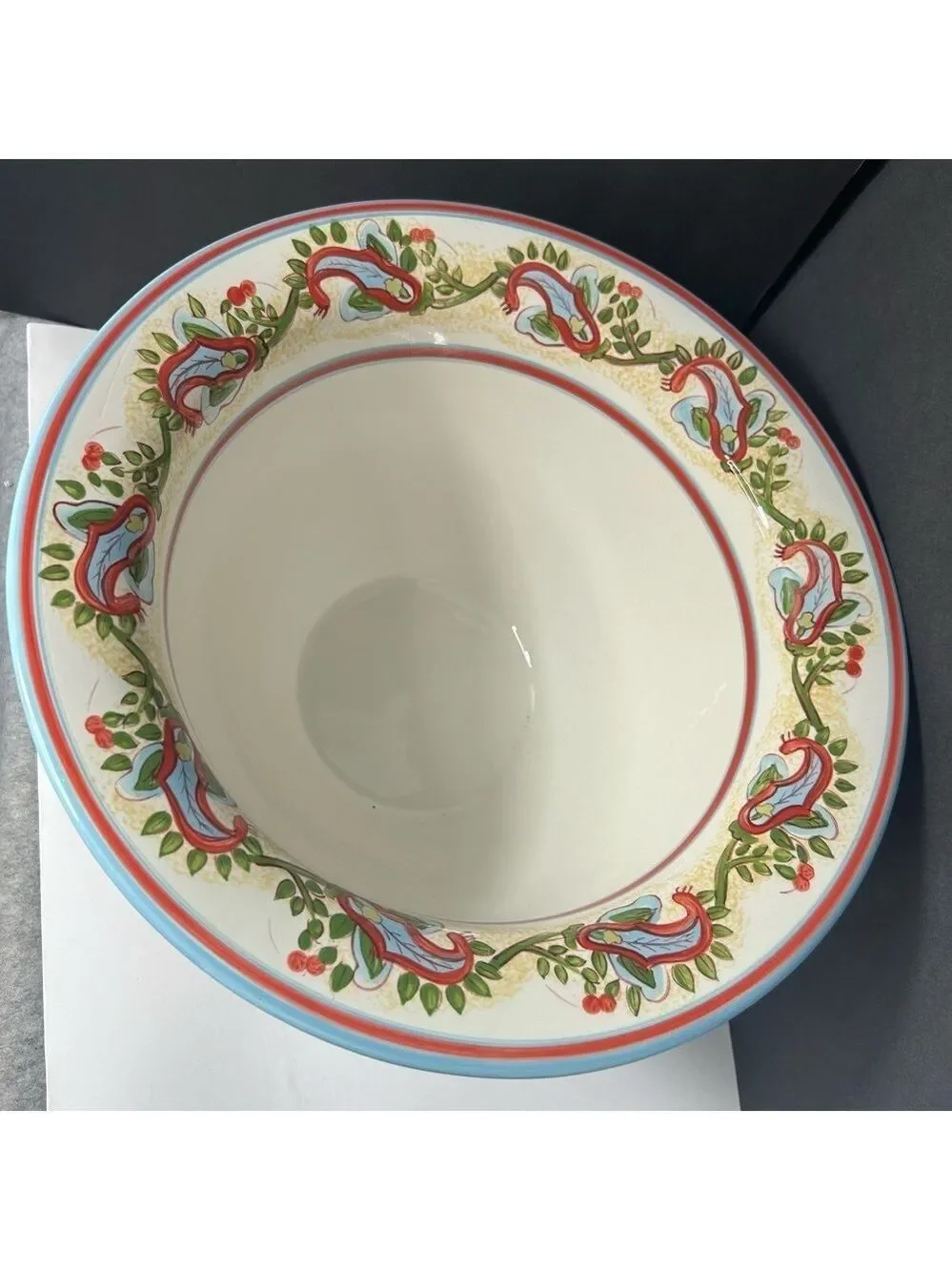 Pottery Barn Sausalito Paisley Serving Bowl Huge 14” Round 7” High Ceramic